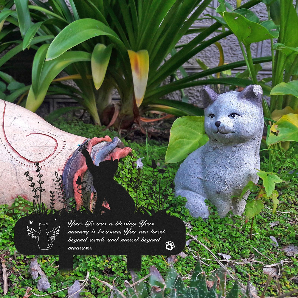 Rngmsi cat headstone 13-4x12-inch ready for yard or cemetery display.