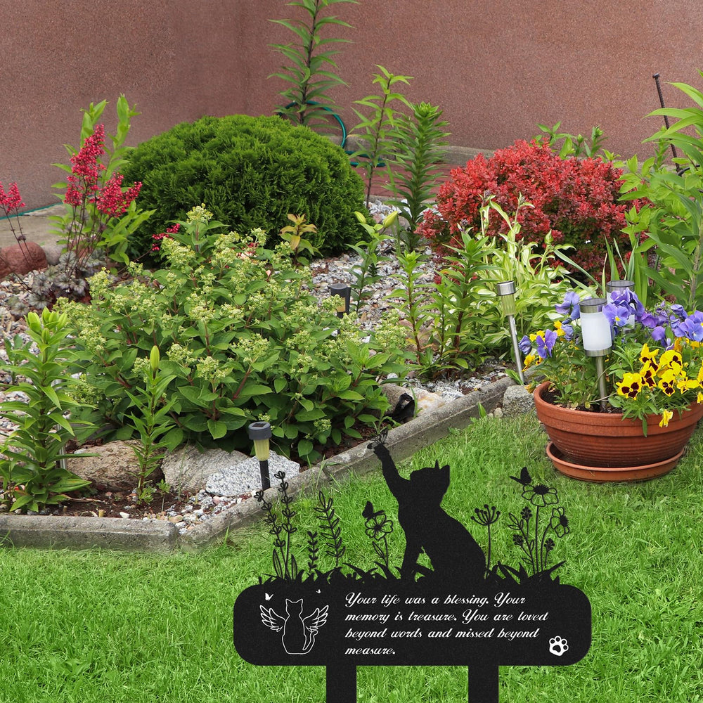 Rngmsi garden yard marker placement provides lasting memory near trees.