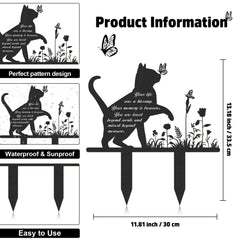 Rngmsi metal cat garden stake plaque designed for durable cemetery or yard display.