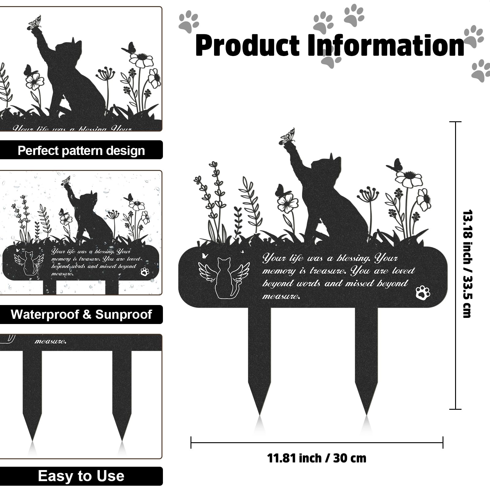 Rngmsi pet grave marker two-stakes support durable memorial in lawn.