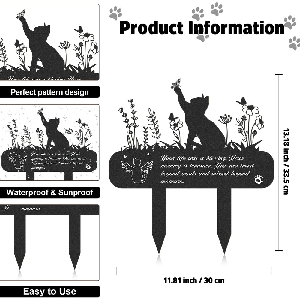 Rngmsi pet grave marker two-stakes support durable memorial in lawn.