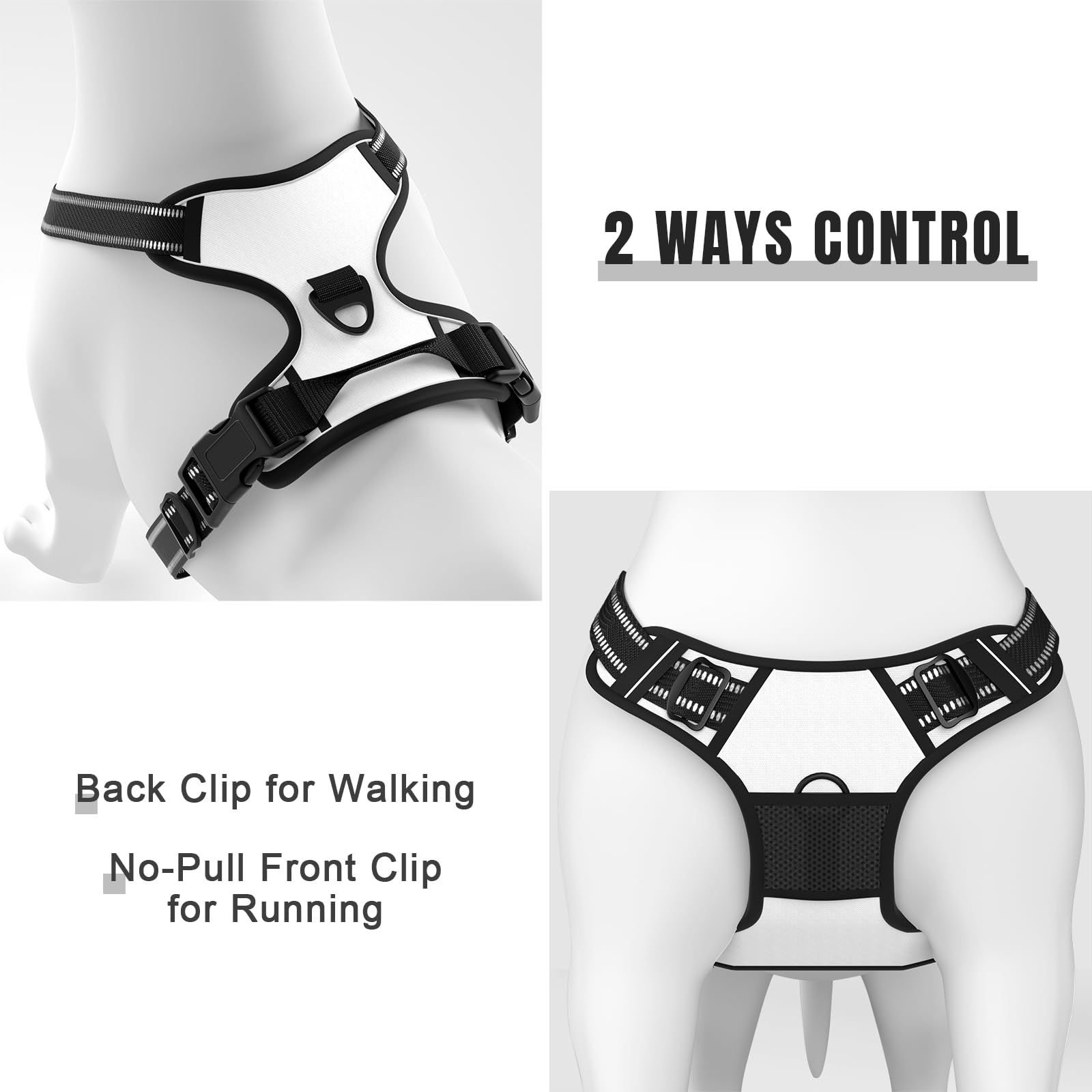 Rnivvi No Pull Harness adjustable four-point straps ensure a secure fit.