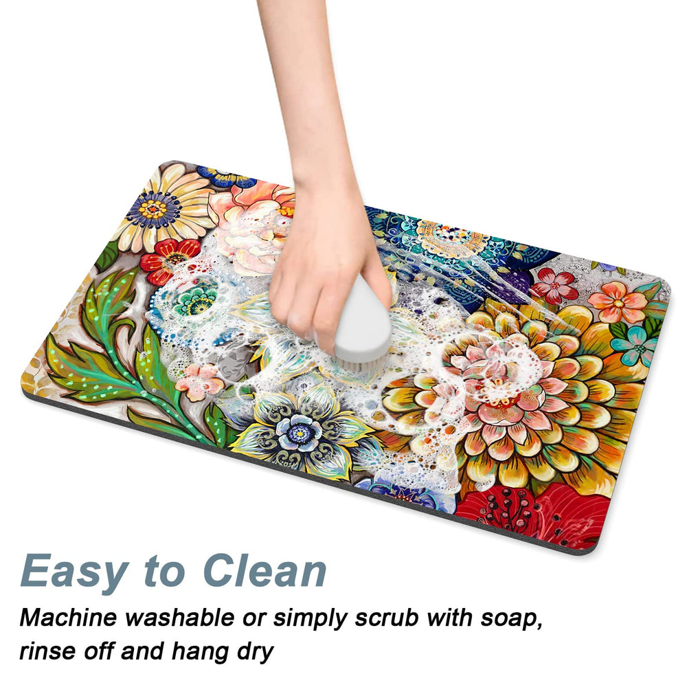 Rnivvi dog food mat sized 12x19 inches fits bowls and feeding space.