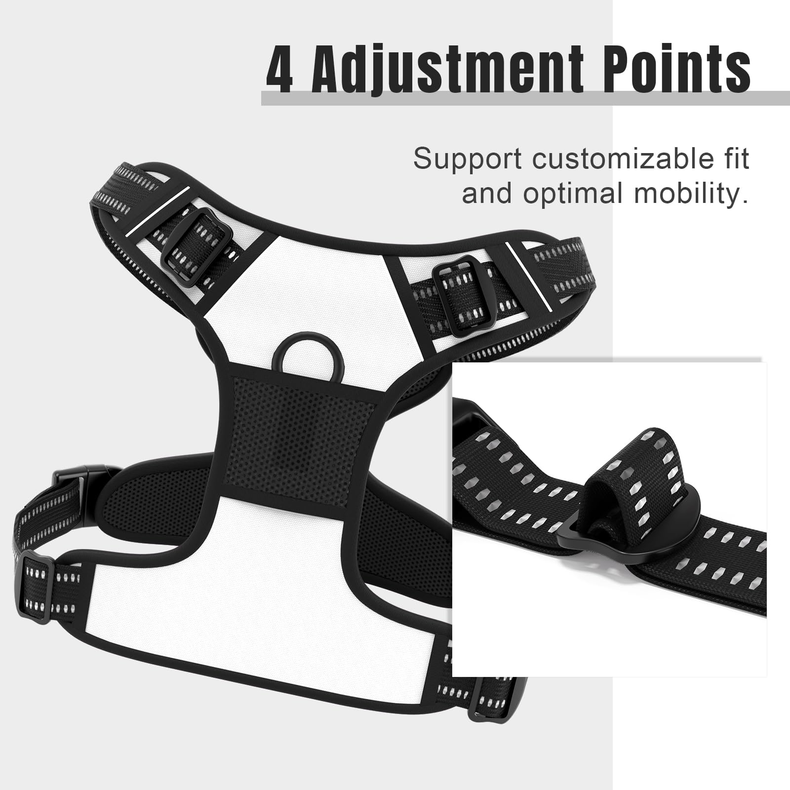 Rnivvi No Pull Harness reflective stitching boosts visibility during outdoor walks.