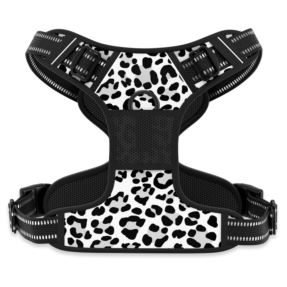 Rnivvi leopard no-pull harness front view for comfortable walking control.