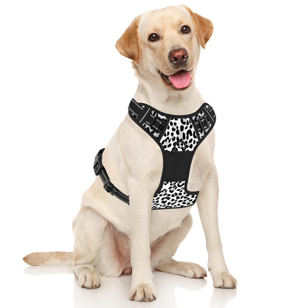 Rnivvi leopard no-pull harness side view with adjustable straps for secure fit.
