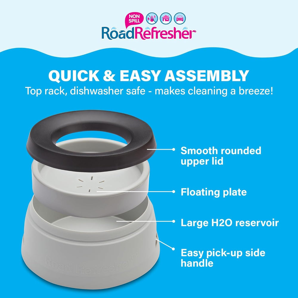 Road Refresher secure lid prevents spills while busy in the car or on adventures.