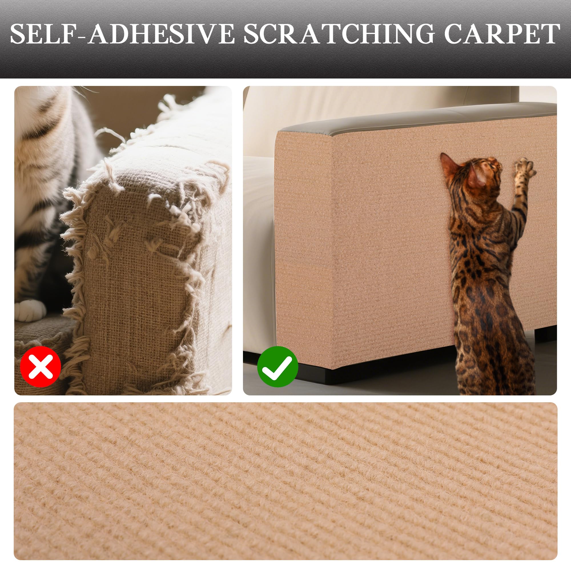Roadtofree adhesive-backed mat easily installs on sofas, walls, or cat trees.