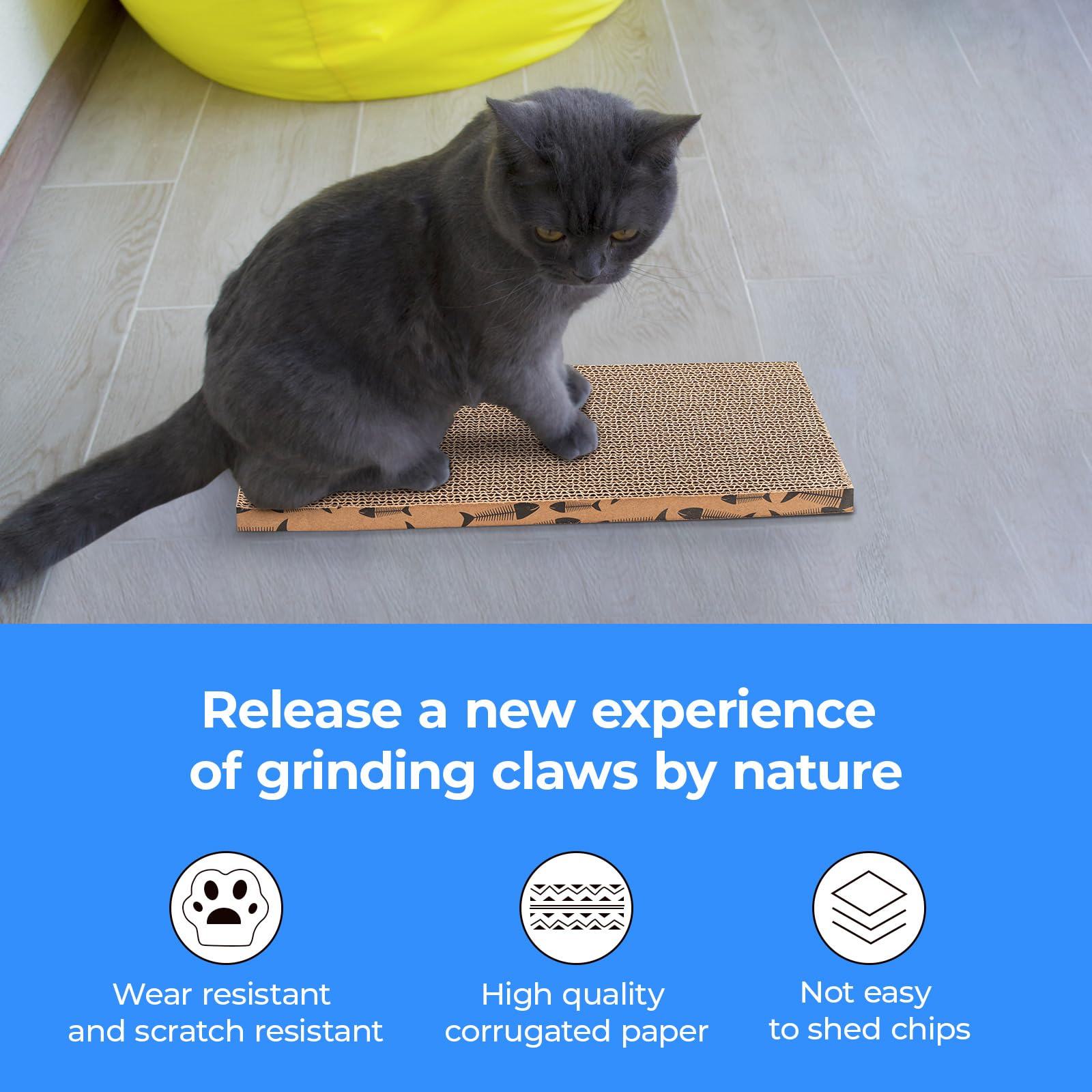 Roadtofree catnip-infused scratcher close-up promotes safe scratching behavior.