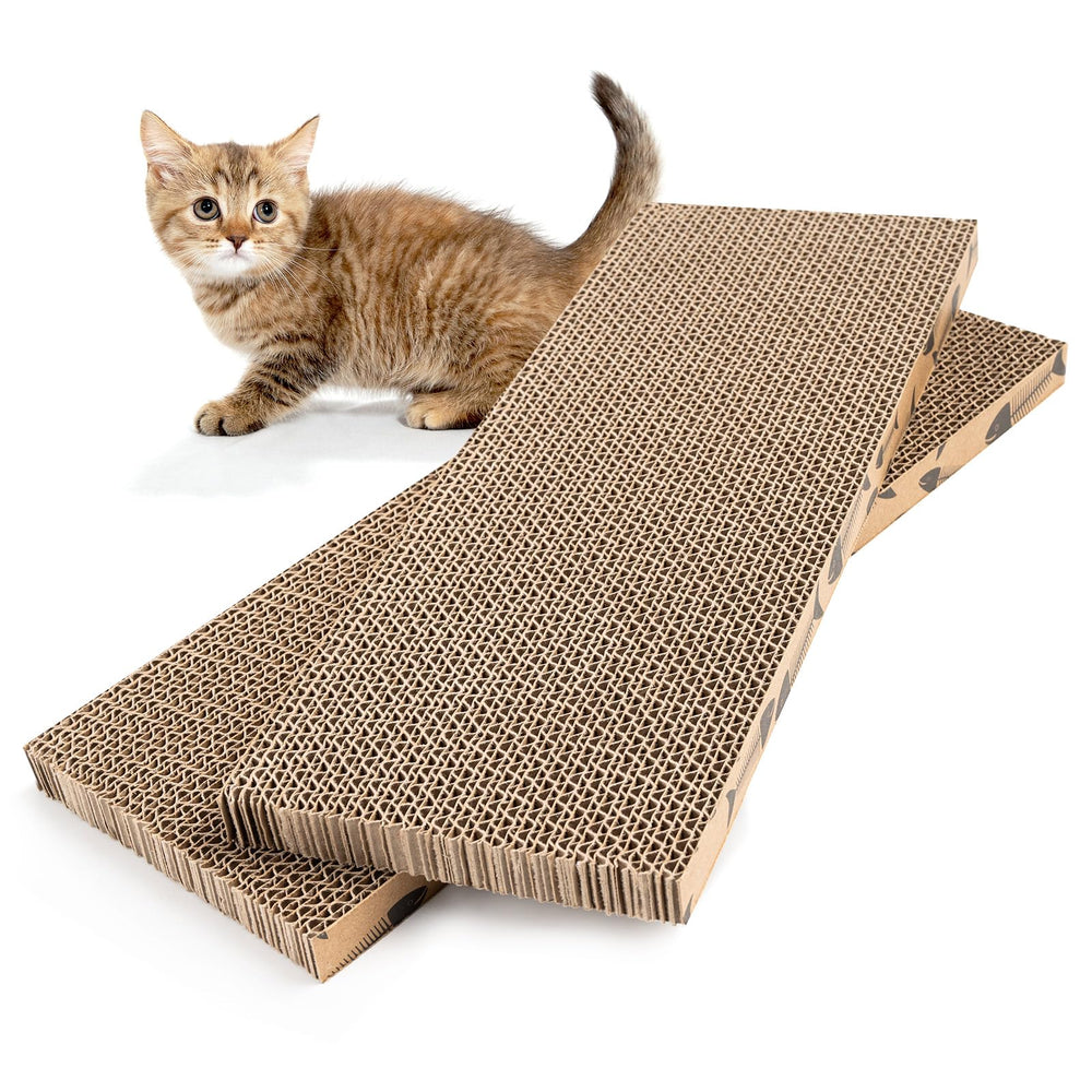 Roadtofree mini cat scratcher front view shows dual-sided surface for longer use.