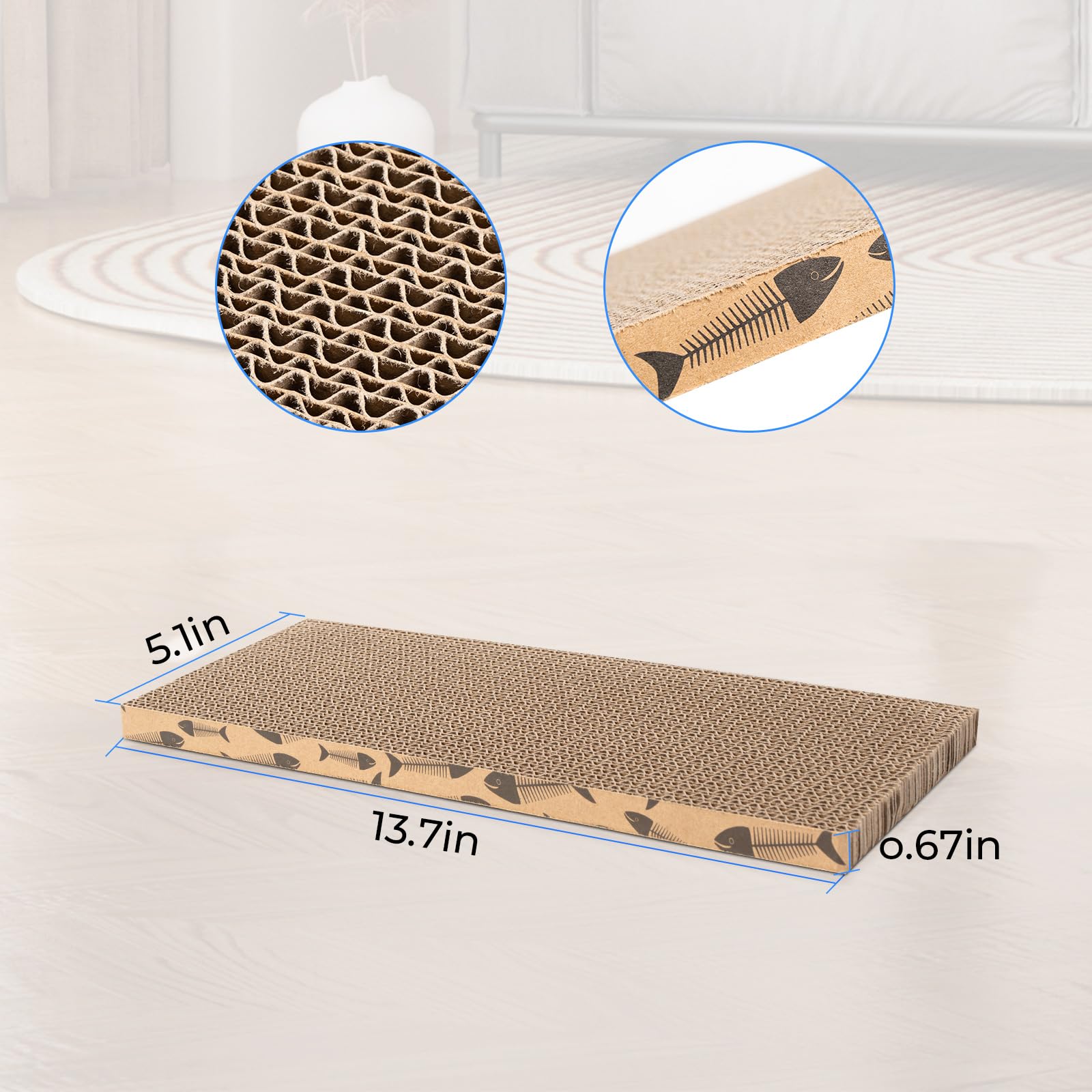Roadtofree mini cat scratcher side view highlights compact size for apartment spaces.