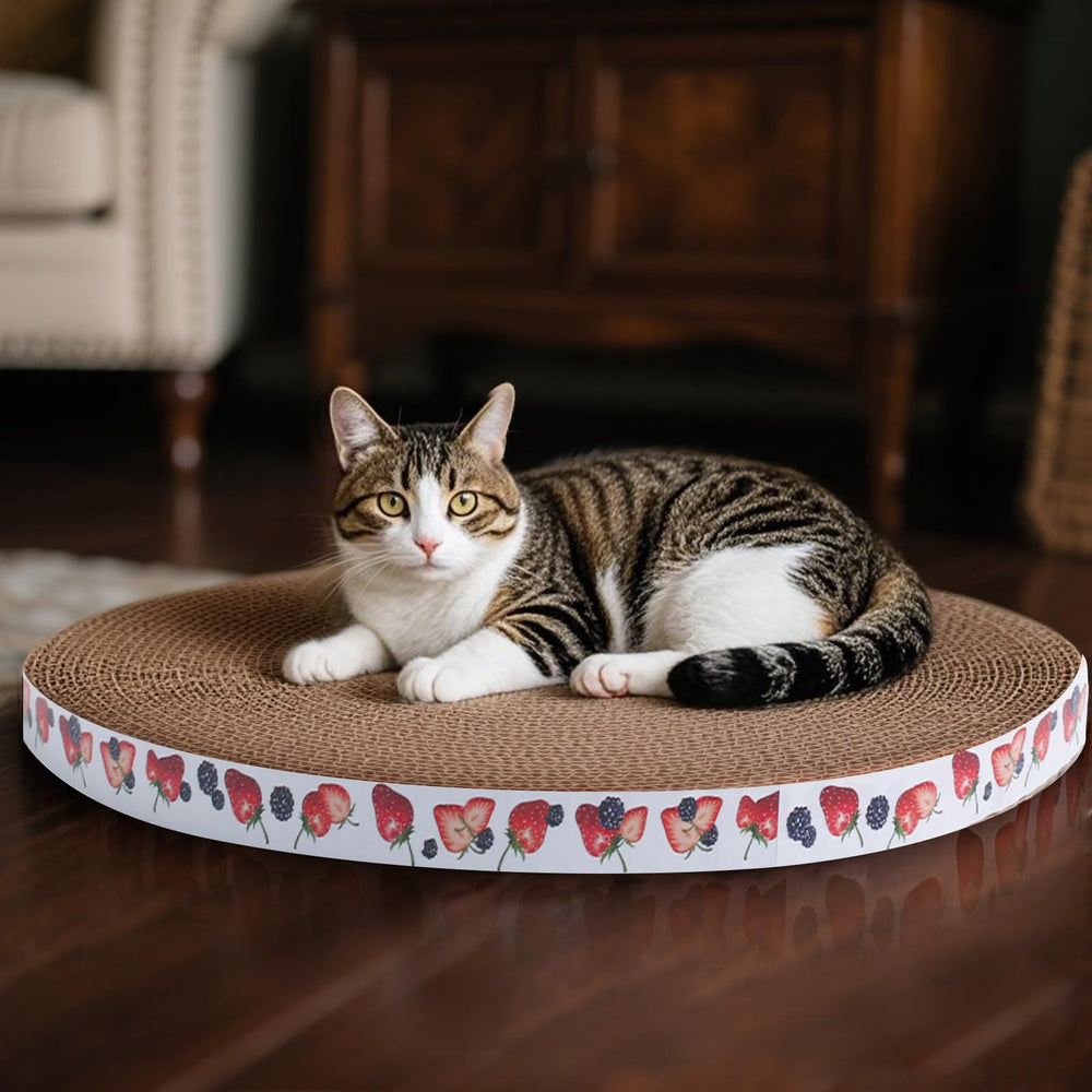 Roadtofree round cat scratcher pad compact storage for small spaces