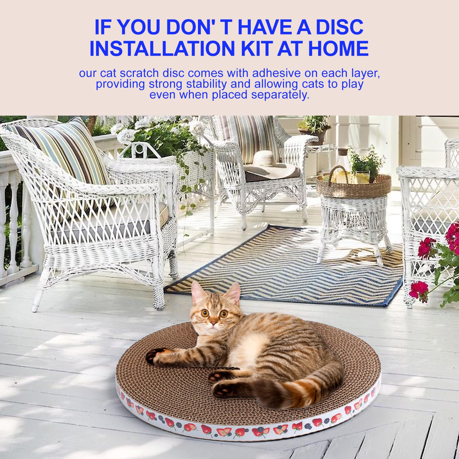Roadtofree round cat scratcher pad in use on a round post for scratching