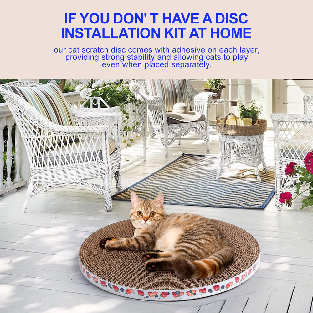 Roadtofree round cat scratcher pad in use on a round post for scratching