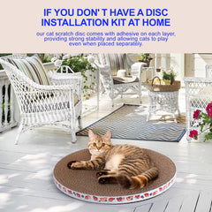 Roadtofree round cat scratcher pad in use on a round post for scratching