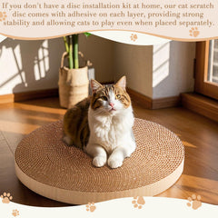 Roadtofree round cat scratcher pad reversible design image demonstrates flip-over surface for extended use.