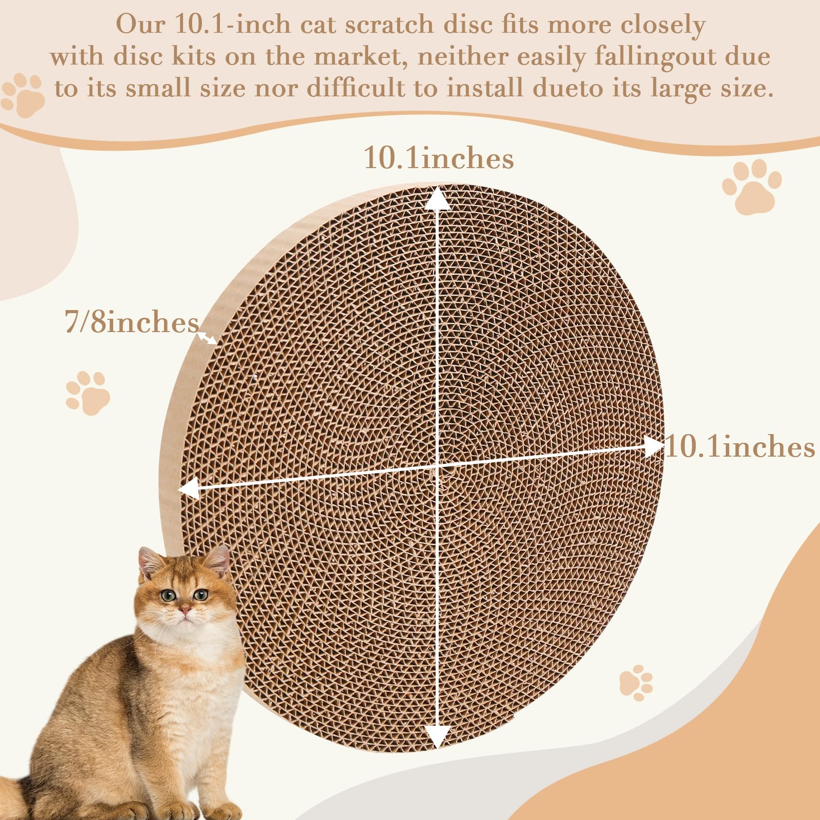 Roadtofree round cat scratcher pad side view highlighting thick 0.87 inch profile for durability.