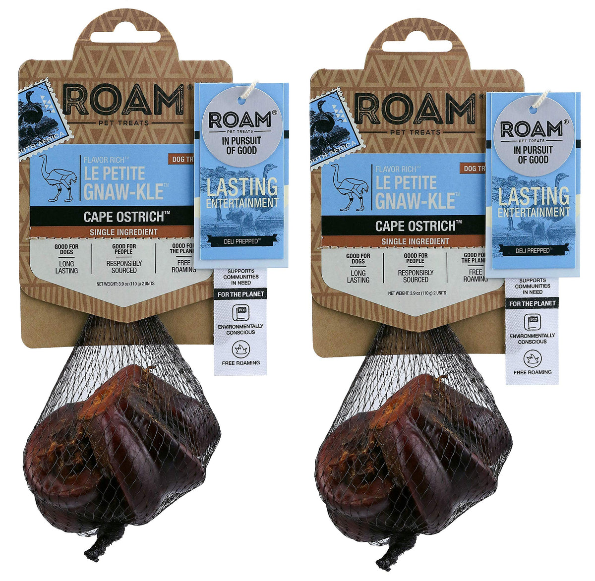 ROAM ostrich-knuckle dog chew pack-2 long lasting option for small dogs