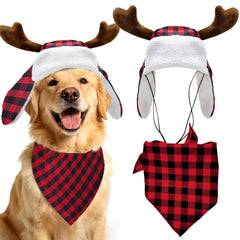 Roaring Good Time pet hat with Christmas reindeer for festive photo ops