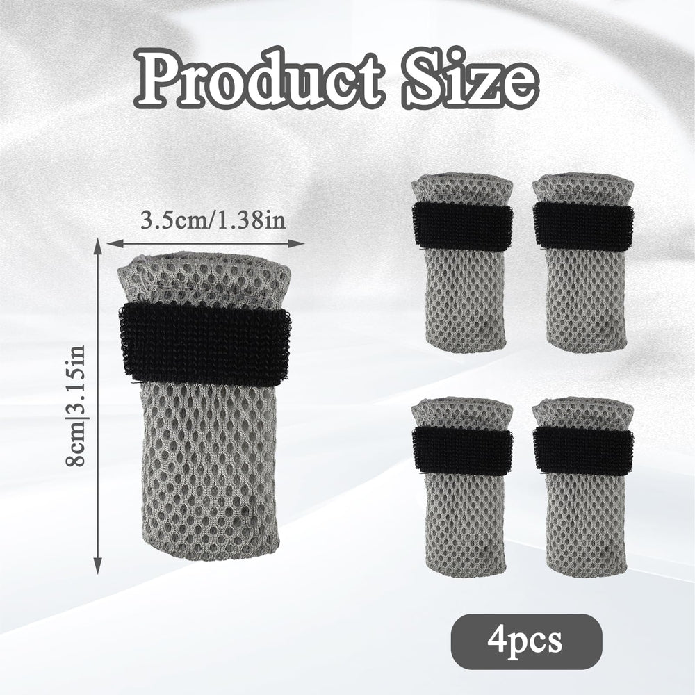 ROBOHOOK cat booties gray with adjustable strap shown preventing slipping during grooming.