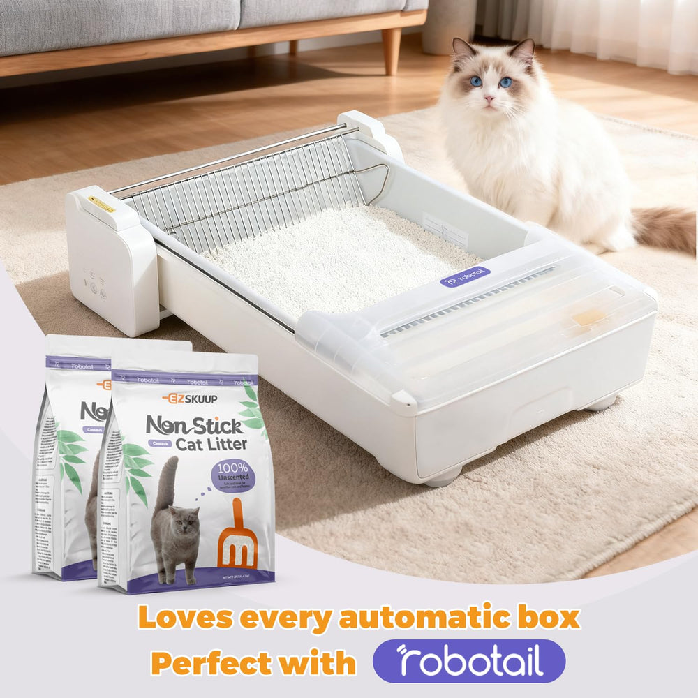 Robotail premium cat litter 9-lbs-pack for easy storage.