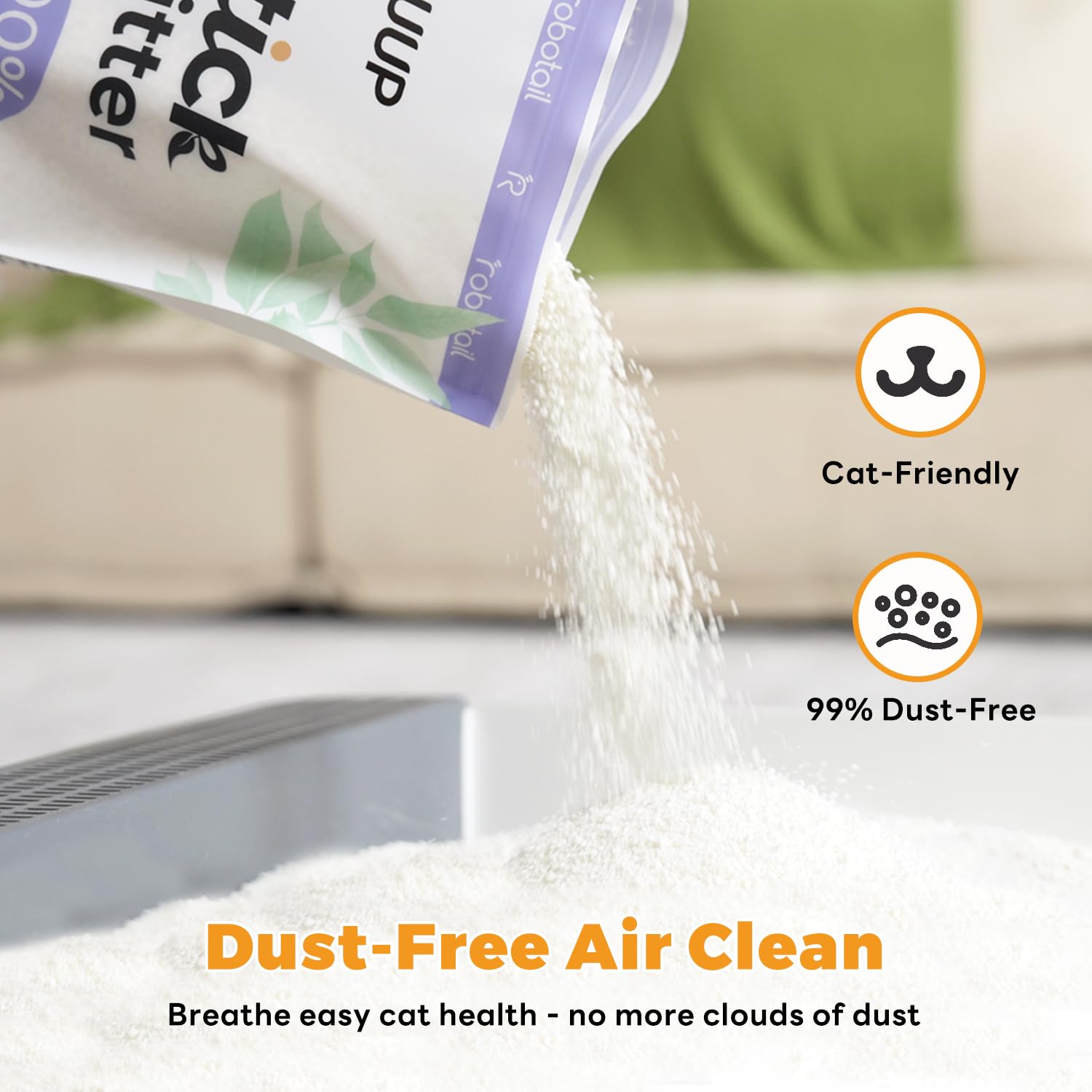 Robotail premium cat litter plant-based cassava for a natural litter choice.