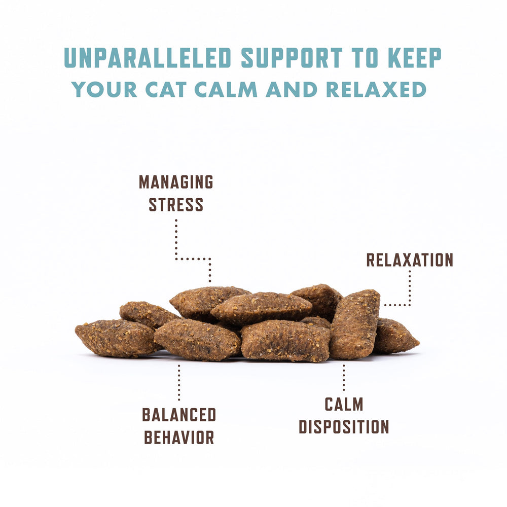 Rocco & Roxie cat calming treats ingredients label, Ashwagandha and GABA for natural calm support.