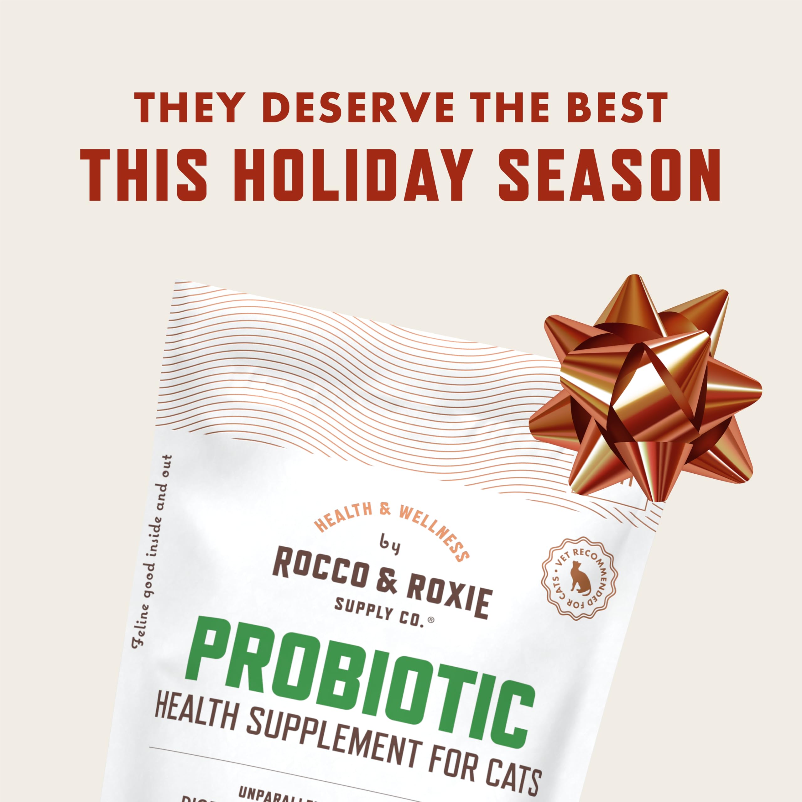 Rocco & Roxie cat probiotics chews close-up highlighting chicken flavor