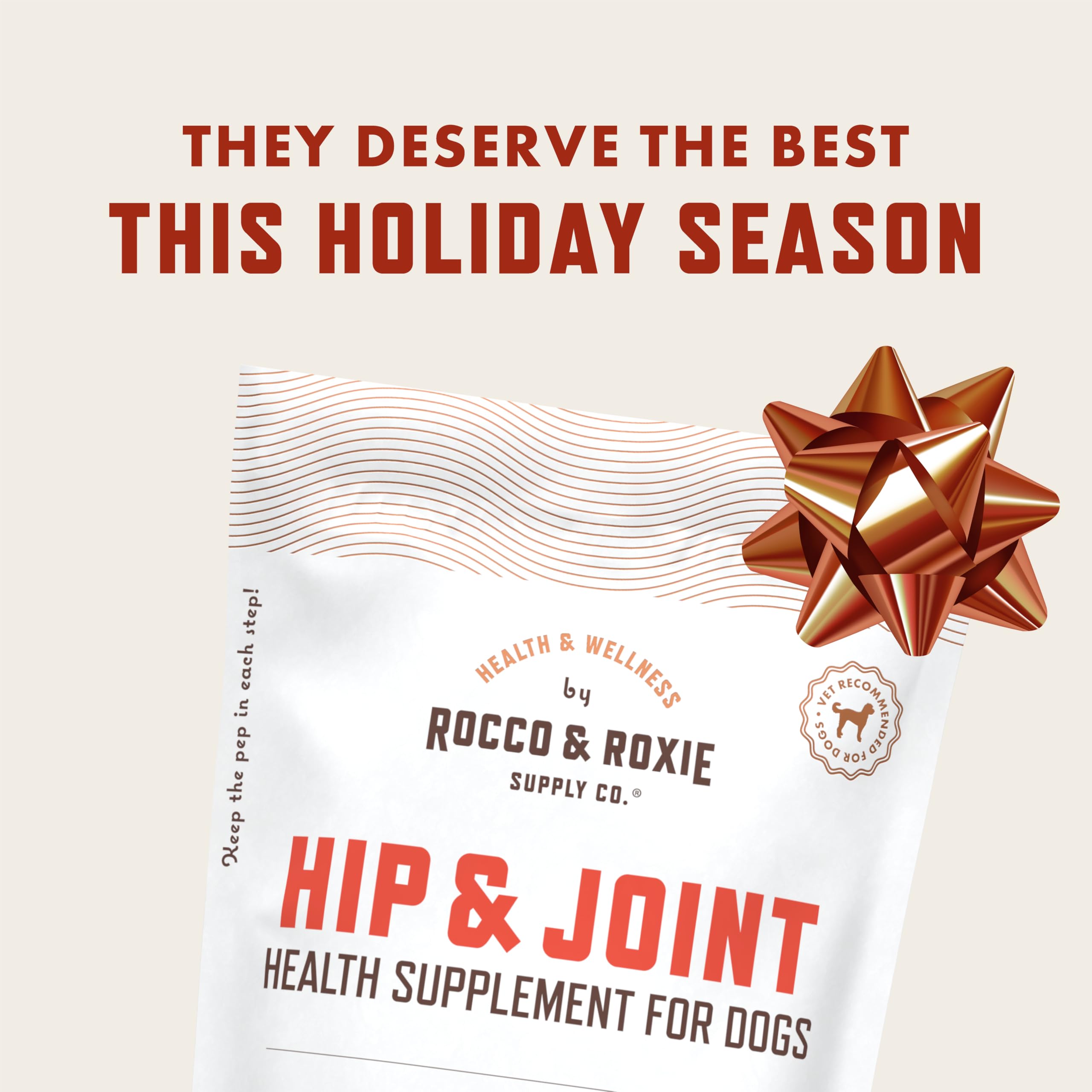 Rocco & Roxie duck-flavor joint chews close-up, a palatable mobility-support treat.