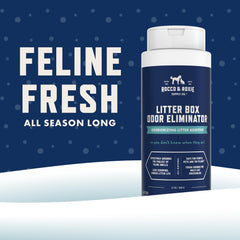 Rocco & Roxie Litter Box Odor Eliminator being mixed with litter to extend life.