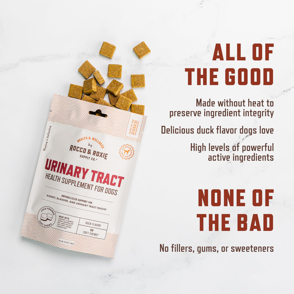 Rocco & Roxie no fillers claim image highlights pure ingredients and quality commitment.