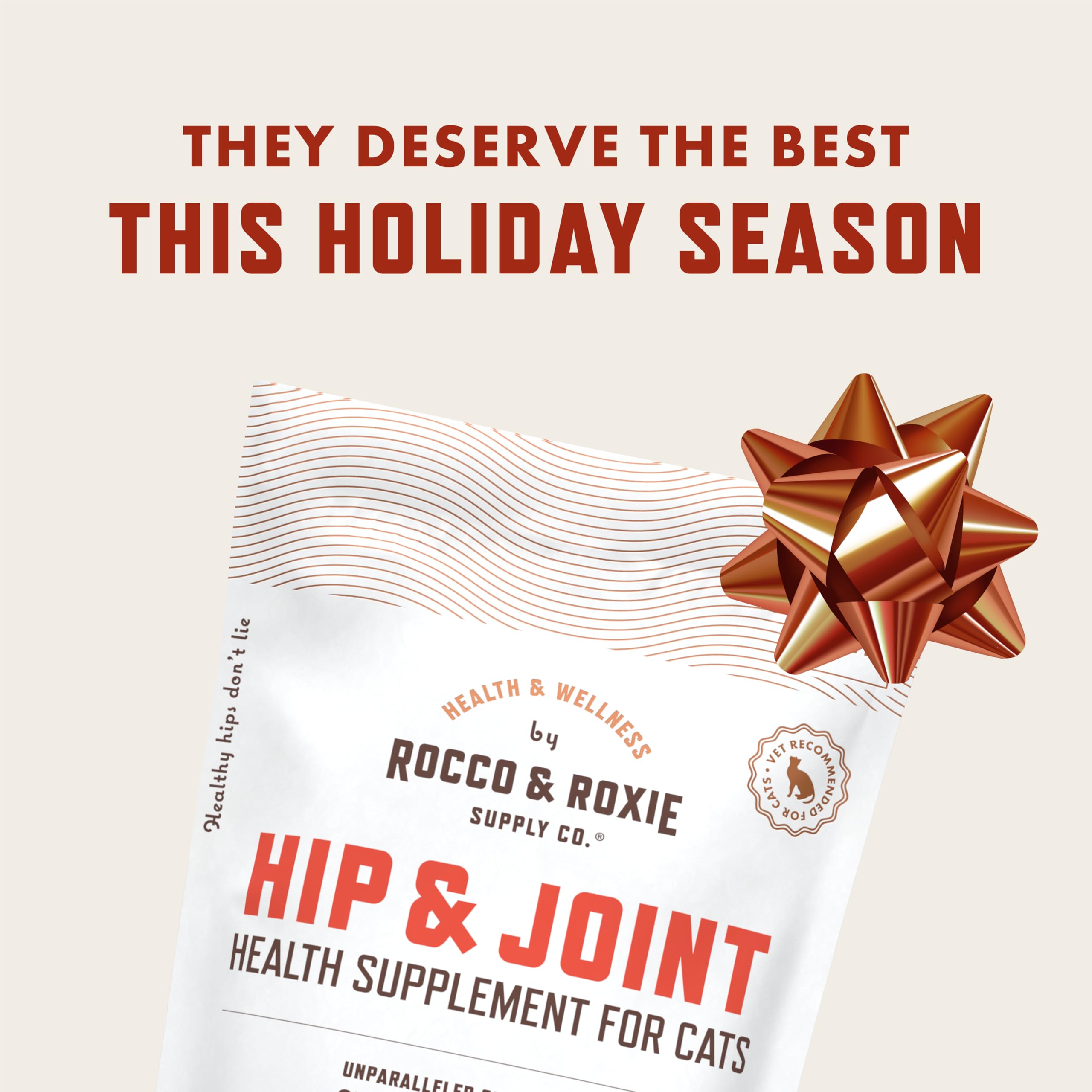 Rocco & Roxie packaging label showing USA-made senior joint supplement.