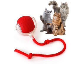 Rocfish interactive cat-ball red front view stimulating indoor play and chase