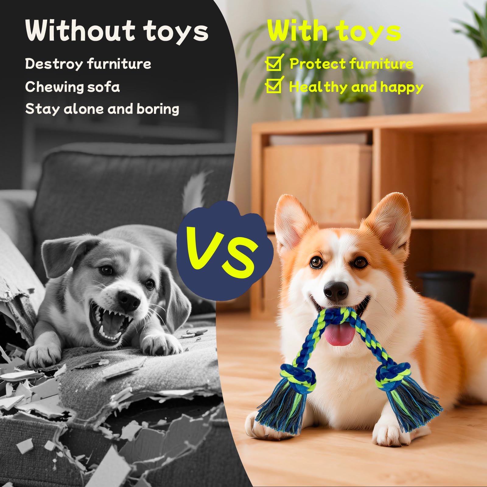 Rocfish dental-cleaning rope toy helps floss between teeth