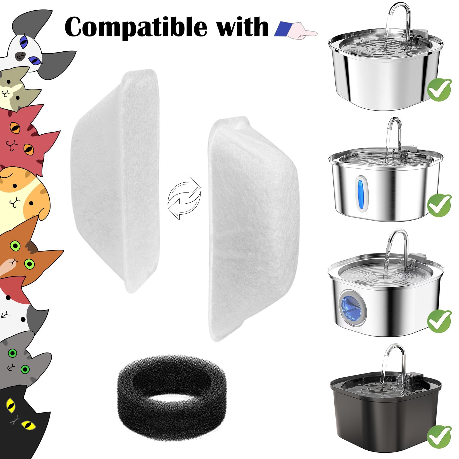 Rock Beard cat fountain filters 24-pack bundle supports continuous fresh water for pets