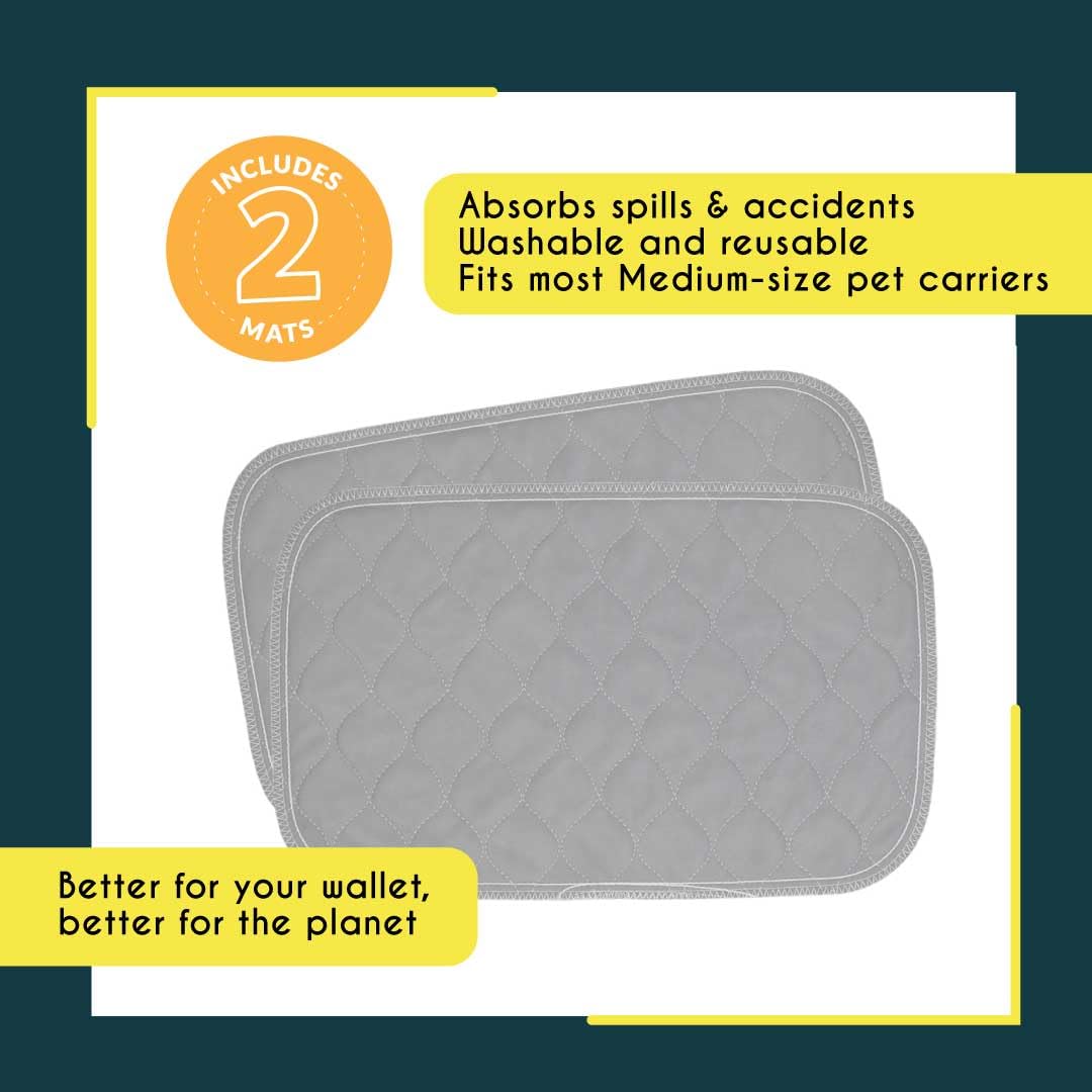 Rocket & Rex Premium Washable Pet Carrier Pads fitted in a travel carrier for leakproof lining