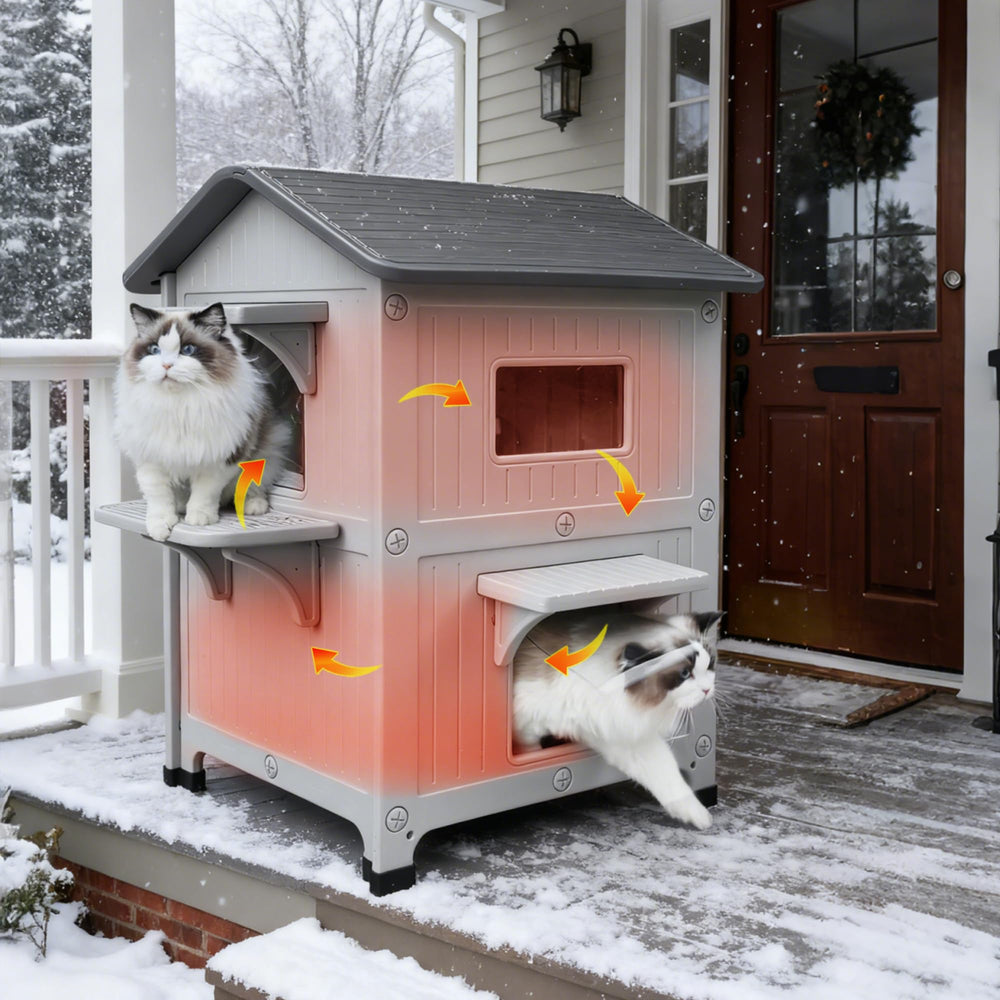 Rockever outdoor cat house being cleaned easily with detachable roof.