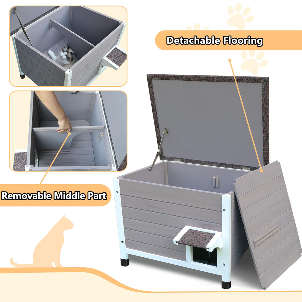 Rockever cat house pre-drilled parts enable quick, sturdy assembly.