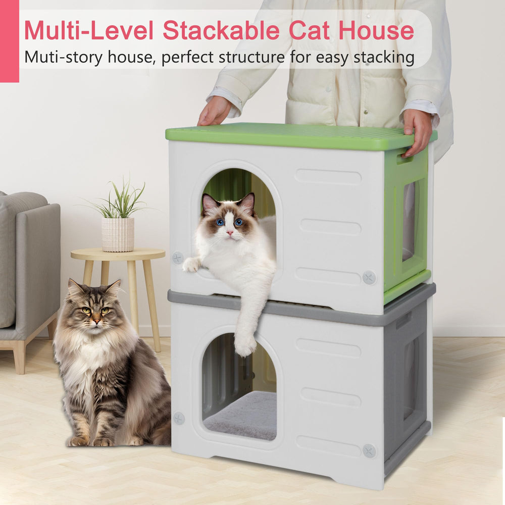 Rockever cat house easy-to-clean construction simplifies maintenance after muddy play.
