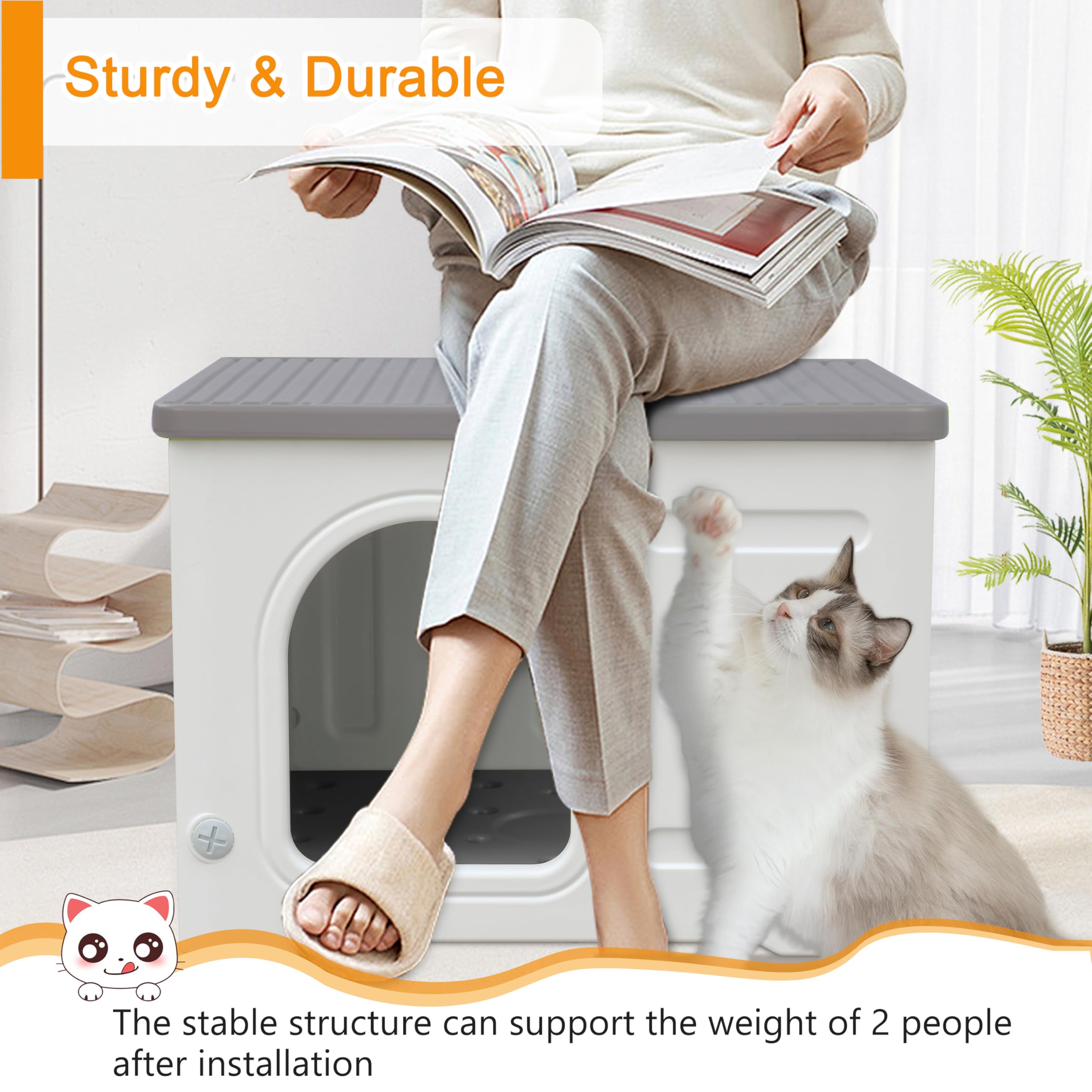 Rockever cat house elevated stand protects from ground dampness and debris