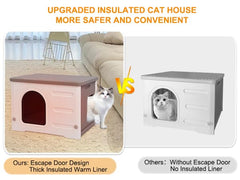 Rockever cat house insulated liner closeup emphasizes warmth retention for winter comfort