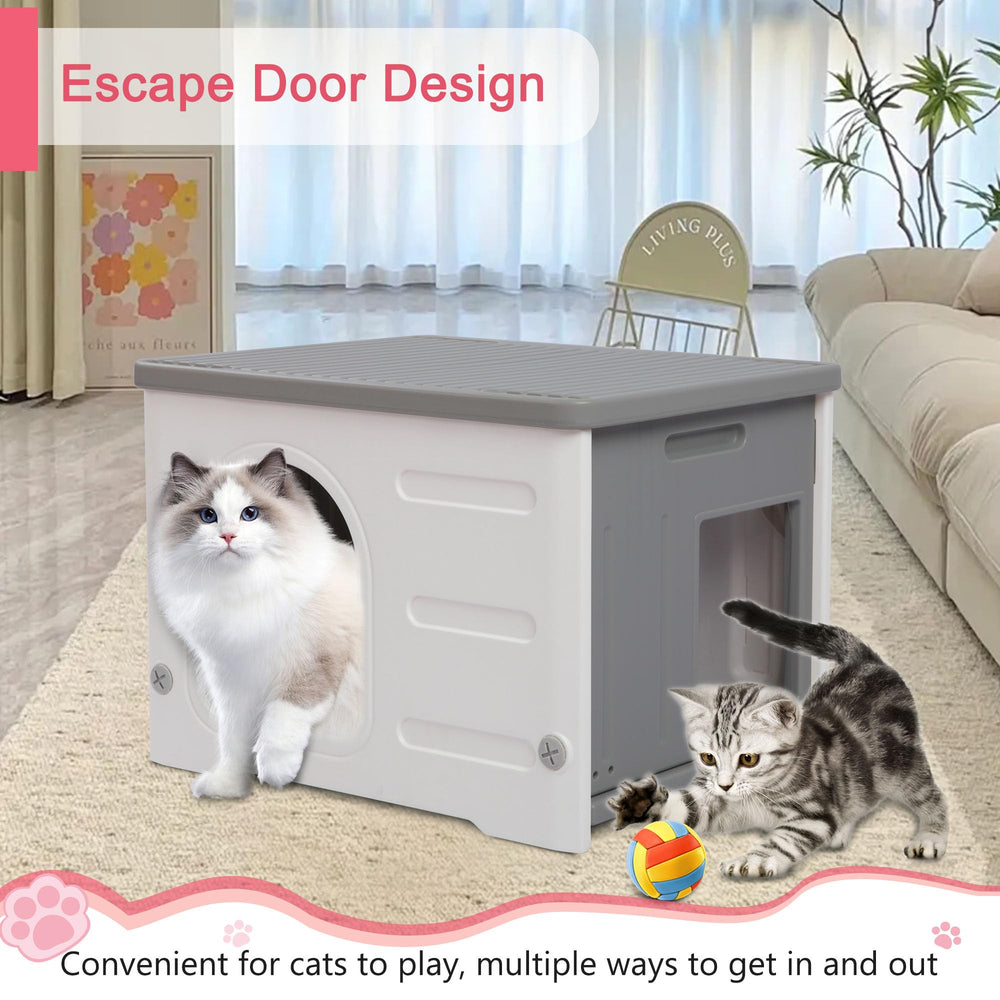 Rockever cat house thickened double layer enhances insulation and durability.