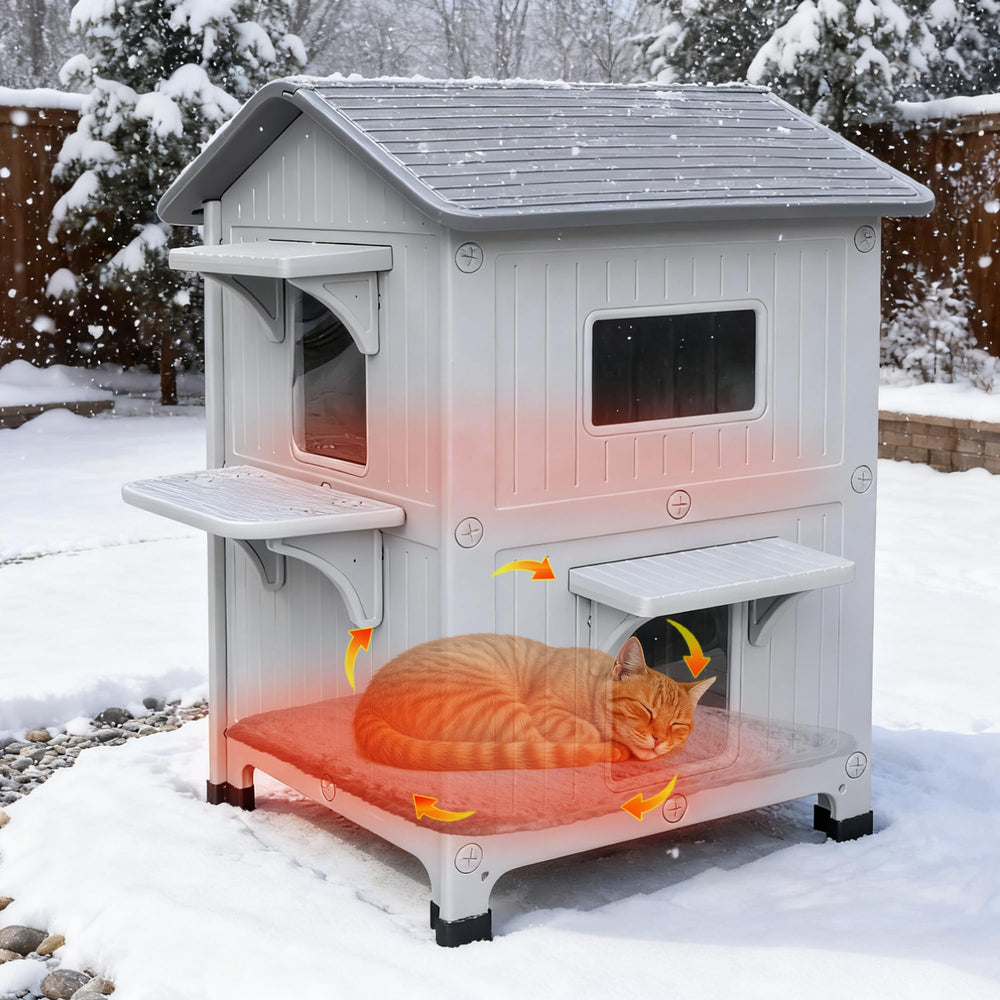 Rockever weatherproof cat house roof blocks rainwater for all-weather use.