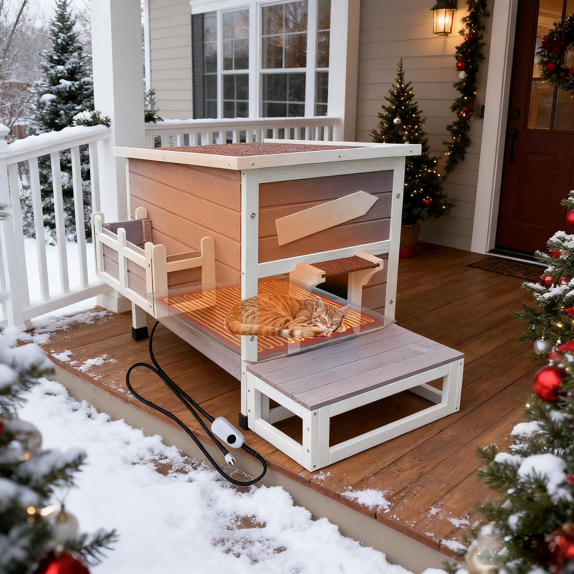Rockever heated cat house removable floor simplifies daily cleaning