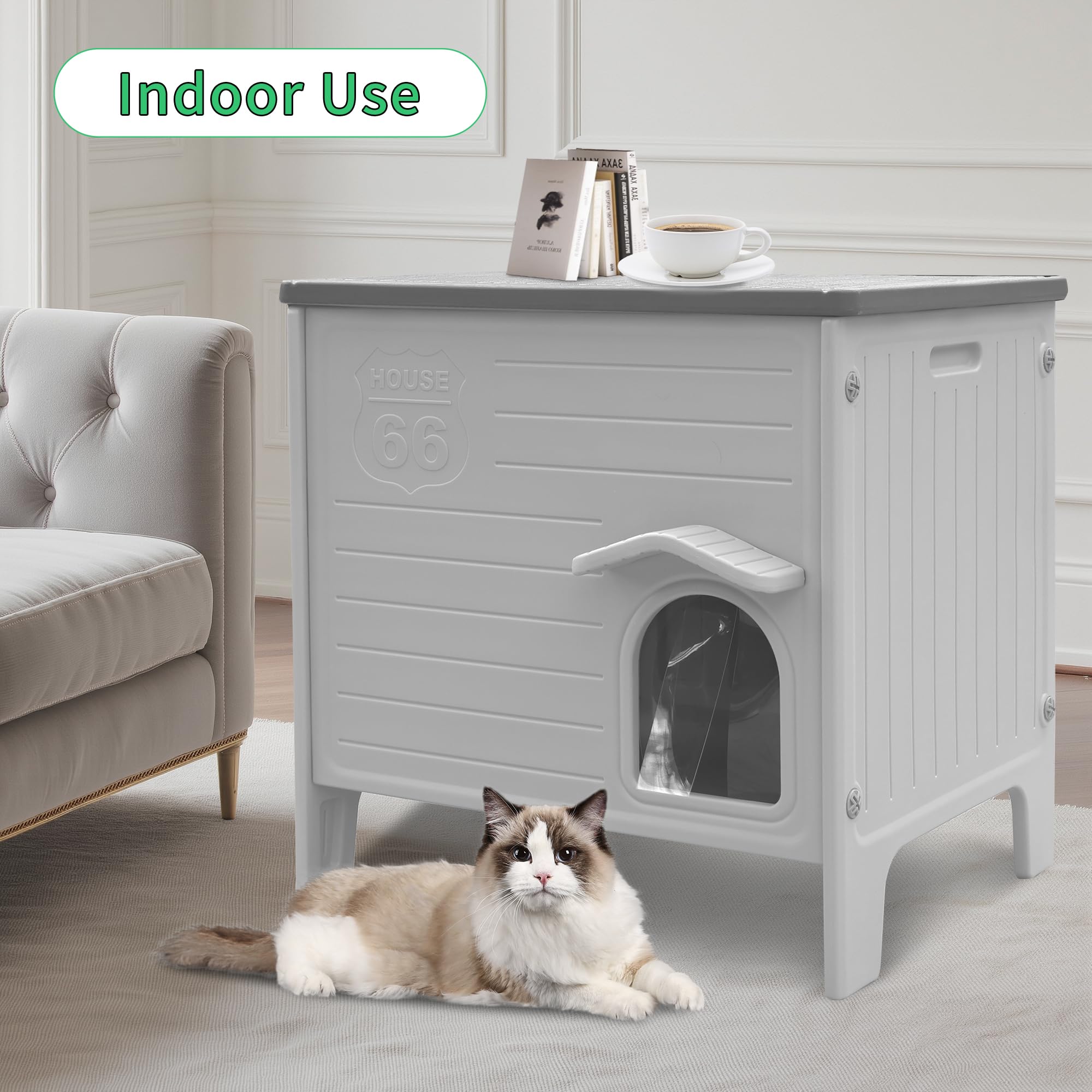 Rockever insulated outdoor cat house detachable roof simplifies routine cleaning