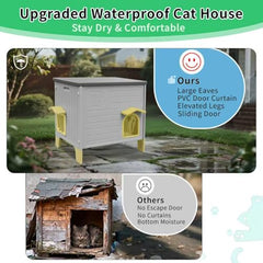 Rockever insulated outdoor cat house top view shows spacious interior for lounging