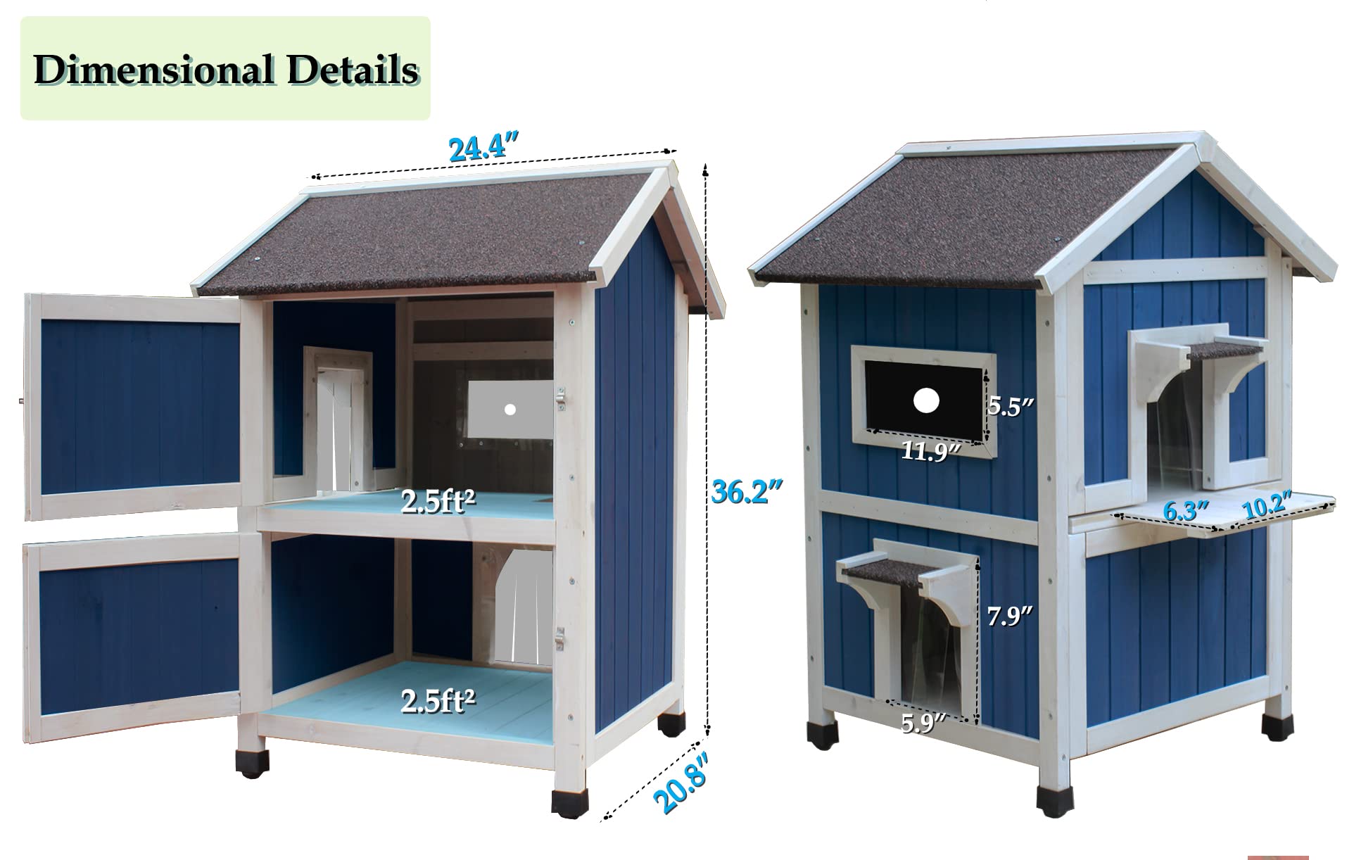 Rockever outdoor cat house assembly guide image demonstrates quick, drill-aligned parts for stability
