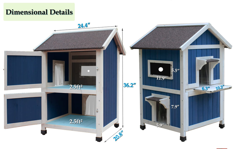 Rockever outdoor cat house assembly guide image demonstrates quick, drill-aligned parts for stability