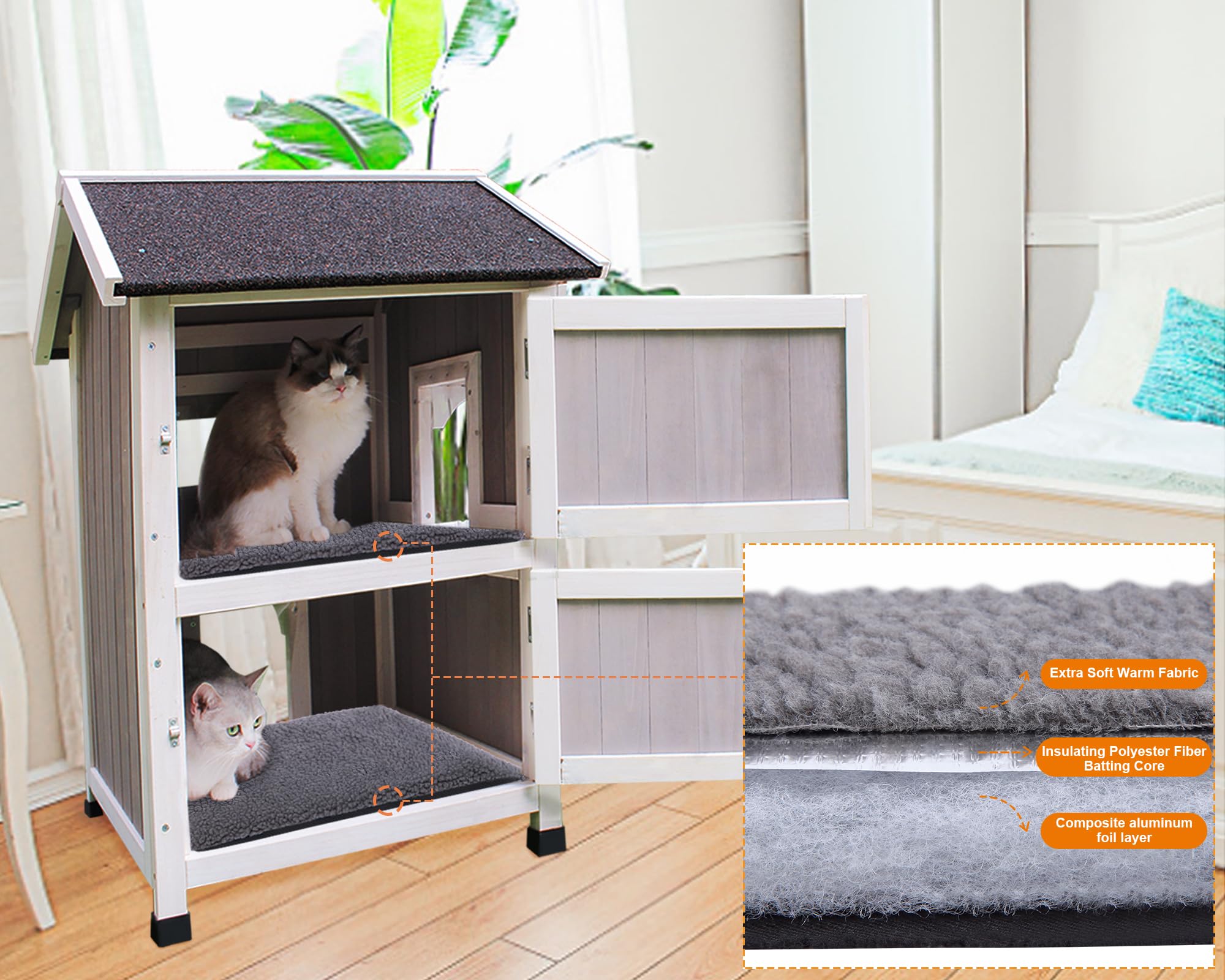 Rockever Outdoor Cat House escape door providing safety against predators