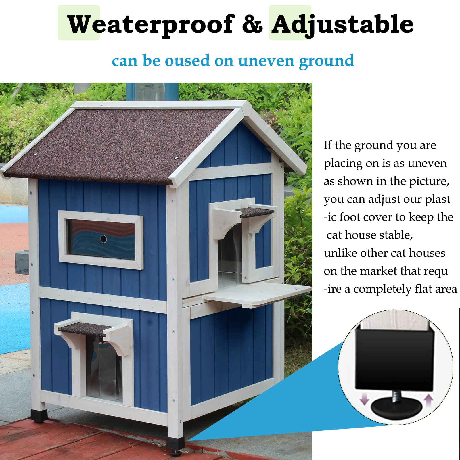 Rockever outdoor cat house interior showcases spacious two levels for lounging and play